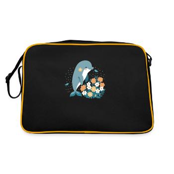Charmant dauphin dans la mer de fleurs 3 - Sac Retro - noir/or - Dos
