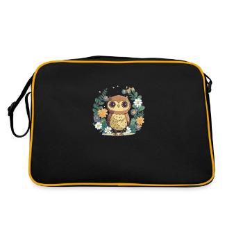 Hibou mignon dans la forêt de fleurs 8 - Sac Retro - noir/or - Dos