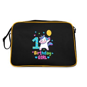 1st birthday unicorn - Retro Bag - black/gold - Back