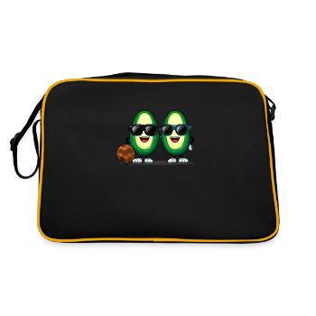 Team Avocado United :Fröhliche Frucht im Rhythmus - Retro Tasche - Schwarz/Gold - Hinten