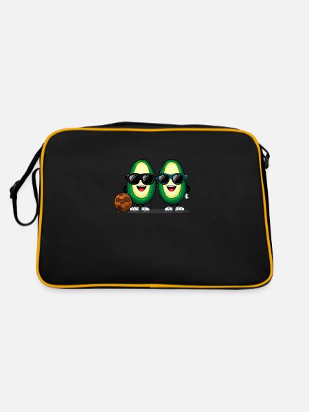 Team Avocado United :Fröhliche Frucht im Rhythmus - Retro Tasche - Schwarz/Gold - Hinten