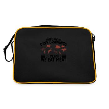 Meat Lover Cave Drawings Funny BBQ - Retro Bag - black/gold - Back