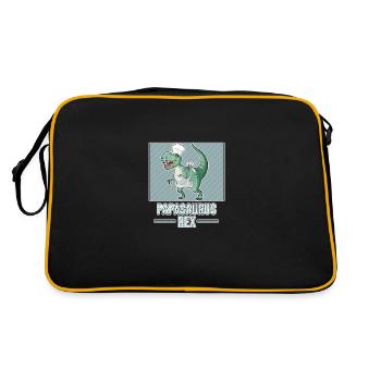 Papa Dinosaure Cadeau Fête Des Pères Papasaurus - Sac Retro - noir/or - Dos