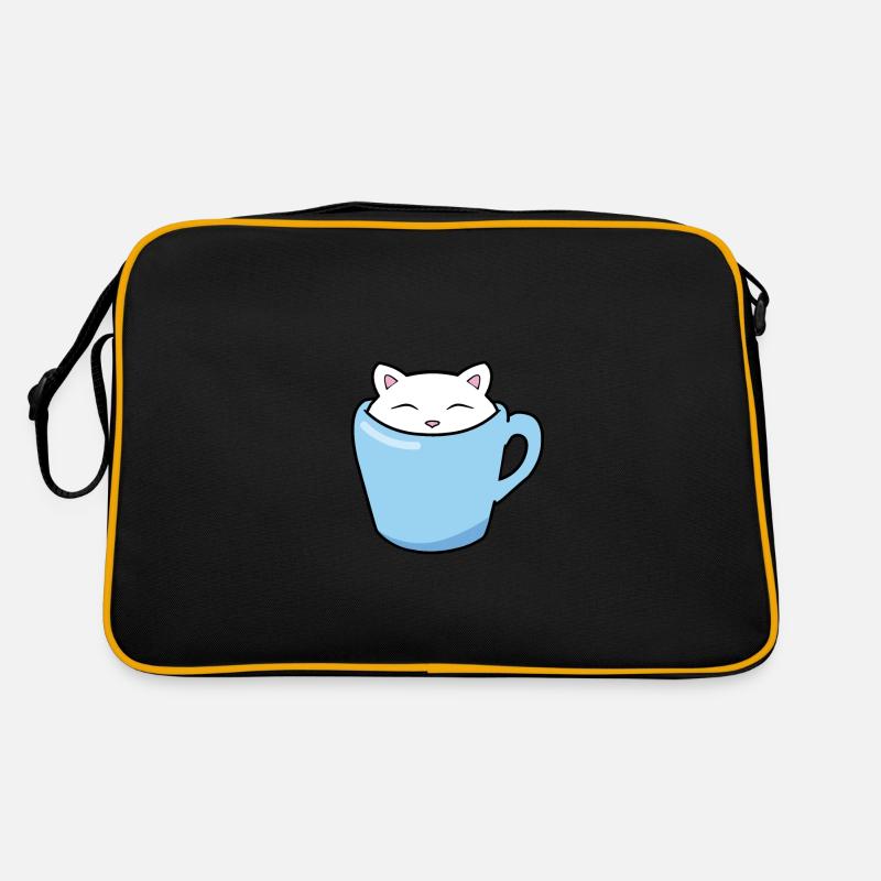 Chaton mignon assis dans une tasse de café bleue Sac Retro