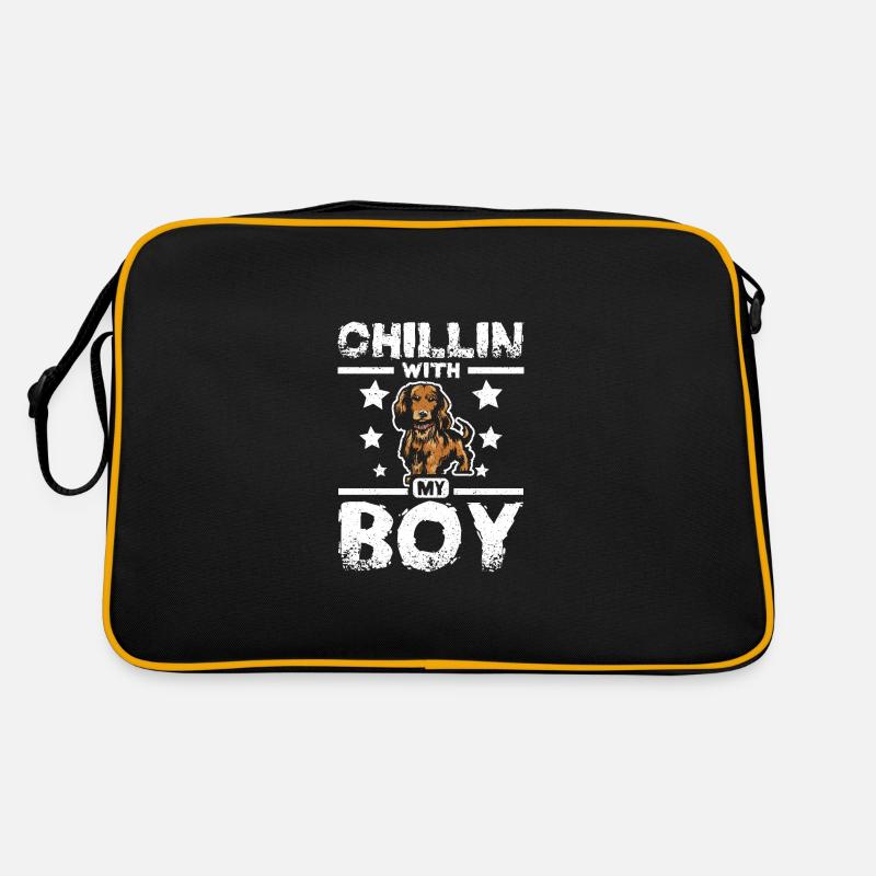 chillin with my boy dachshund Retro Bag