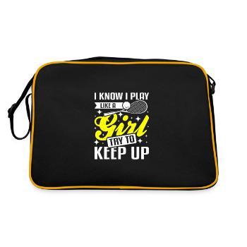 Play like a girl try to keep up Squash Game - Retro Tasche - Schwarz/Gold - Hinten