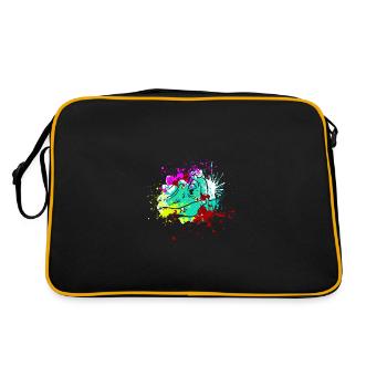 Splash art Dinosaur velociraptor head - Retro Bag - black/gold - Back