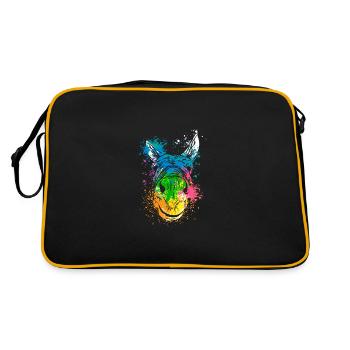 Colerfull Splash Art Farm animals donkey head - Retro Bag - black/gold - Back