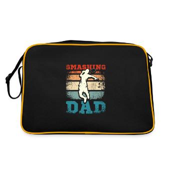 Father's day Smashing badminton dad - Retro Tasche - Schwarz/Gold - Hinten