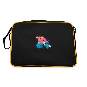 Splash Art Zwergpinguin Kaiserpinguin - Retro Tasche - Schwarz/Gold - Hinten