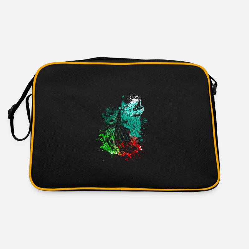 Splash Art Heulender Wolf Retro Tasche