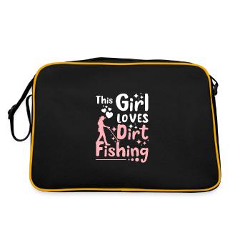 This girl loves dirty fishing - Retro Tasche - Schwarz/Gold - Hinten