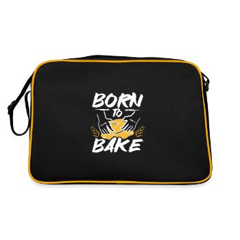 Baking bread born to bake - Retro Tasche - Schwarz/Gold - Hinten