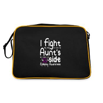 I fight by my aunt's side, epilepsy awareness - Retro Tasche - Schwarz/Gold - Hinten