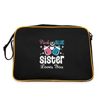 Pink or blue sister loves you Gender Reveal - Retro Tasche - Schwarz/Gold - Hinten