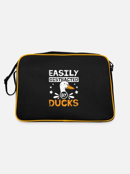 Pet pekin duck easily distracted by ducks - Retro Bag - black/gold - Back