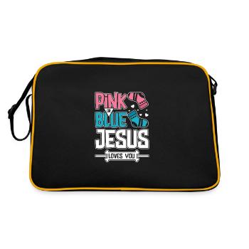 Pink or blue jesus loves you - Retro Tasche - Schwarz/Gold - Hinten
