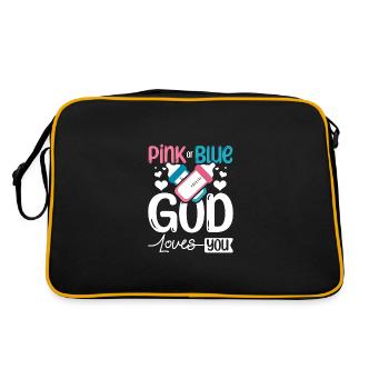 Pink or blue god loves you - Retro Tasche - Schwarz/Gold - Hinten