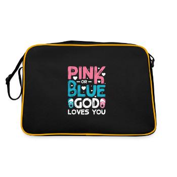 Pink or blue god loves you - Retro Tasche - Schwarz/Gold - Hinten