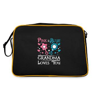 Pink or blue grandma loves you - Retro Tasche - Schwarz/Gold - Hinten