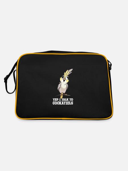 Oui, je parle aux calopsittes - Sac Retro - noir/or - Dos