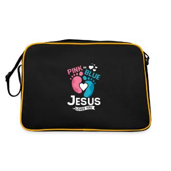 Pink or blue jesus loves you - Retro Tasche - Schwarz/Gold - Hinten