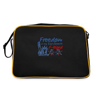 Freedom is my second favorite f-word America - Retro Tasche - Schwarz/Gold - Hinten