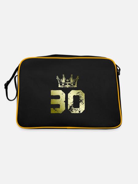 30 Zahl Krone - Retro Tasche - Schwarz/Gold - Hinten