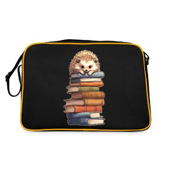 Hedgehog on stack of books - Retro Bag - black/gold - Back