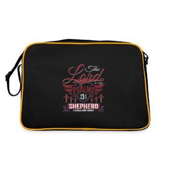 Jesus Christus Psalm 23,1 Der Herr ist mein Hirte - Retro Tasche - Schwarz/Gold - Hinten