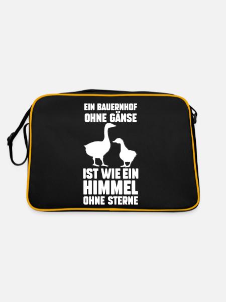 Gans Gänse Bauer Landwirt - Retro Tasche - Schwarz/Gold