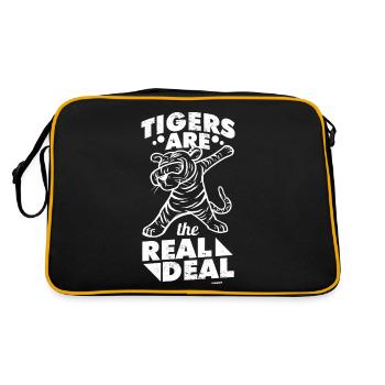 cooler Tiger aus Asien - Retro Tasche - Schwarz/Gold - Hinten