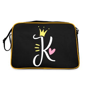 Lettre K Lettre initiale Couronne - Sac Retro - noir/or - Dos