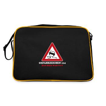 Verkehrszeichen 114 - Das Bier war gut - Retro Tasche - Schwarz/Gold - Hinten