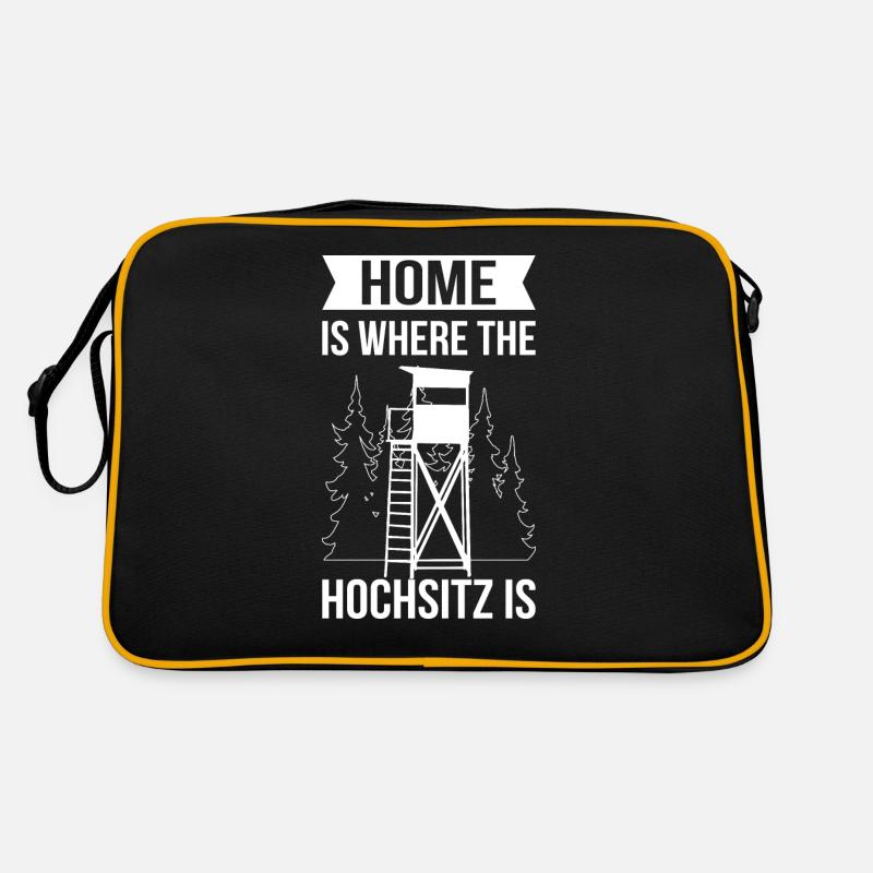 Jagd Jäger Jagen Hirsch Home is Hochsitz Retro Tasche