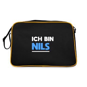 Nils Name Spruch für stolze Nils - Retro Tasche - Schwarz/Gold - Hinten
