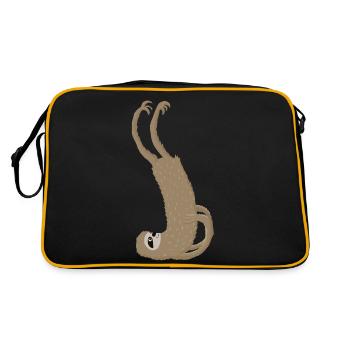 Faultier macht Kerze - Retro Tasche - Schwarz/Gold - Hinten