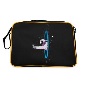 Wurmloch Astronaut - Retro Tasche - Schwarz/Gold - Hinten