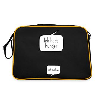 Sprechblasen Mutter und Kind Hunger - Retro Tasche - Schwarz/Gold - Hinten