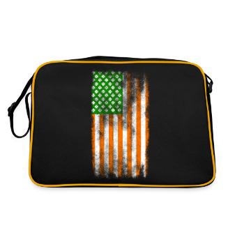 Drapeau irlandais américain de St Patricks lavé Vertical - Sac Retro - noir/or - Dos