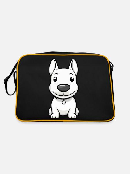 Bull Terrier Chien Bande Dessinée Mignon - Sac Retro - noir/or - Dos