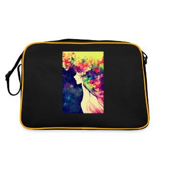 Flower Power - Retro Tasche - Schwarz/Gold - Hinten