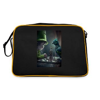 green bird plays chess - Sac Retro - noir/or - Dos