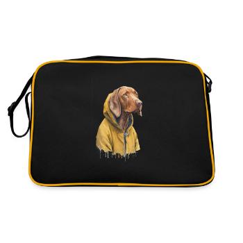 Chien Magyar Vizsla en imperméable jaune - Sac Retro - noir/or - Dos