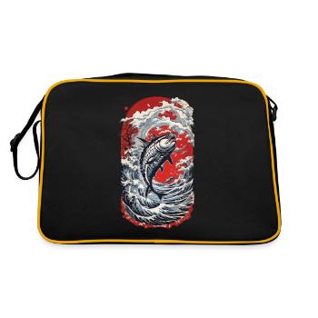 Japan Tuna Fishing Ukiyo-E Waves Art - Retro Bag - black/gold - Back