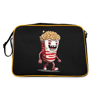 Lustiges Halloween Popcorn Monster Design - Retro Tasche - Schwarz/Gold - Hinten