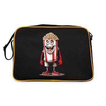 Lustiges Popcorn Monster Halloween Design - Retro Tasche - Schwarz/Gold - Hinten