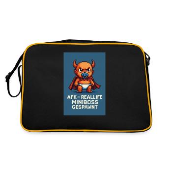 Reallife Miniboss – Retro Pixel Art - Retro Tasche - Schwarz/Gold - Hinten