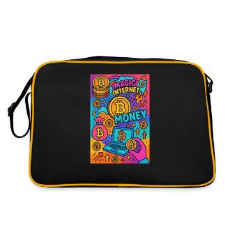 20250519 1246 Bitcoin Magic Collage simple comp - Retro Tasche - Schwarz/Gold - Hinten