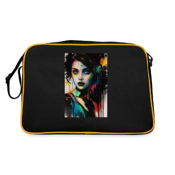Portrait regard femme omikly cou éclaboussure art - Sac Retro - noir/or - Dos